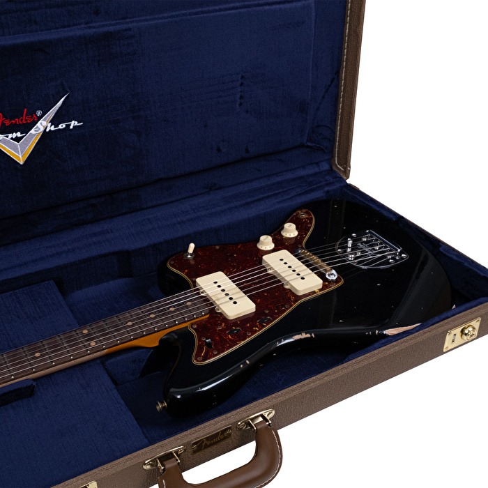 Fender Custom Shop 1963 Jazzmaster Relic Matching Headstock Aged Black Elektro Gitar